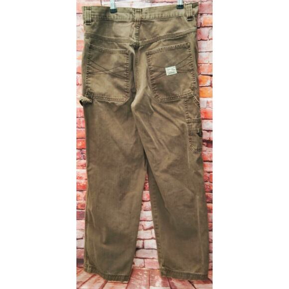 Old Navy Carpenter Jeans Mens 31x30 Brown Denim Relaxed Fit Workwear Pinstriped - Picture 2 of 11